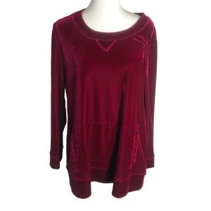Soft Surroundings burgundy velve long sleeve shirt. Sz PM
